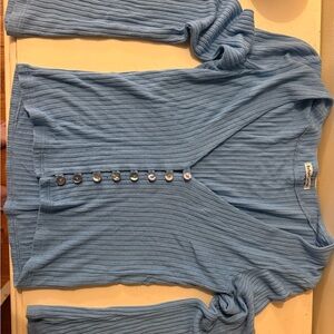 Reformation Light Blue Ribbed Button-Down Shirt